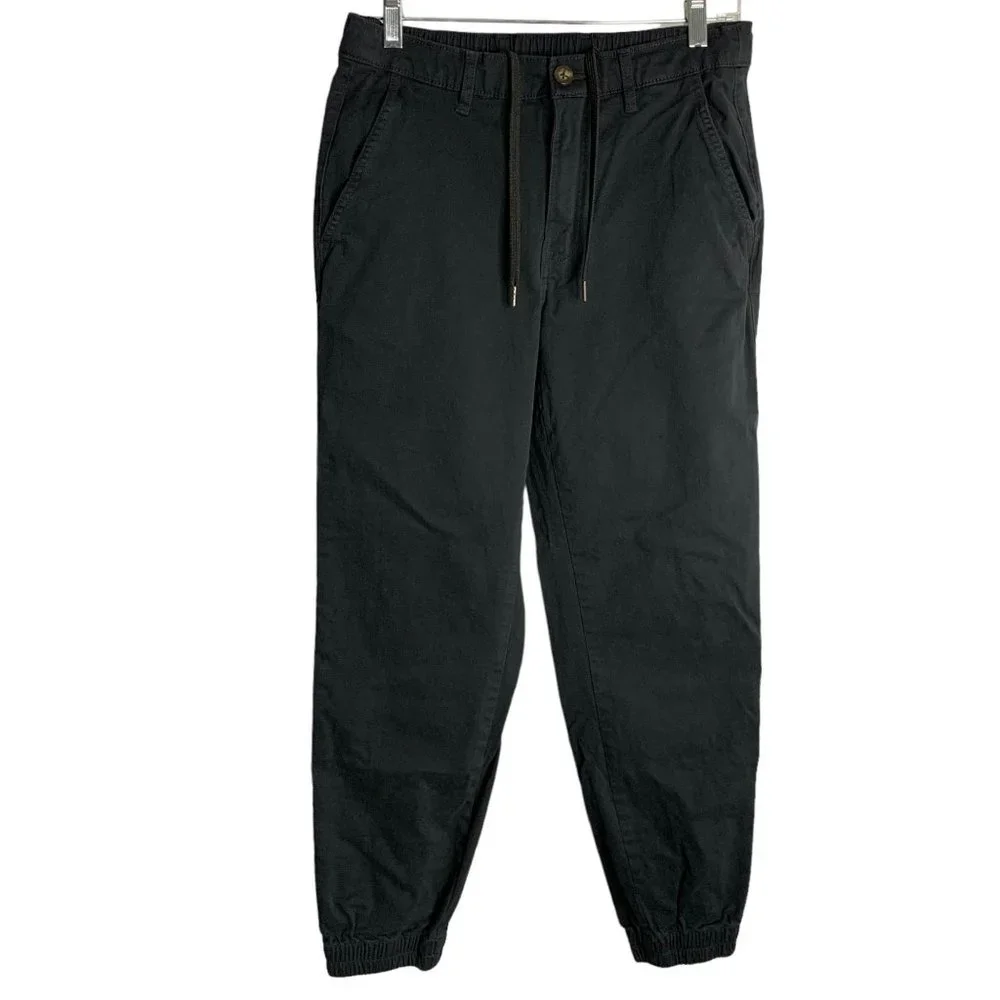 A Essentials Straight Fit Jogger Pants S Black Elastic Drawstring Pockets - Picture 3 of 8